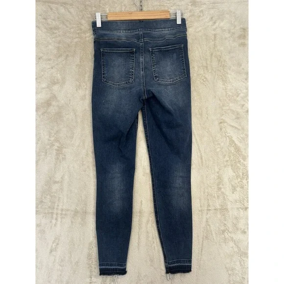 Spanx Jean-ish Ankle Leggings Dark Wash Distressed Raw Hem Skinny Jeans Small - Picture 5 of 9